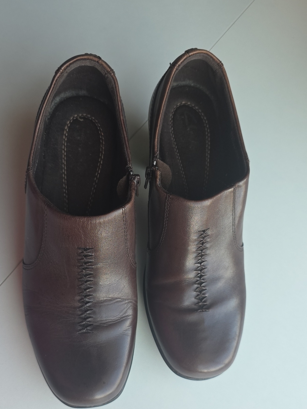 Clarks Women's Dark Brown Leather Ankle Boots with Stitch Detail